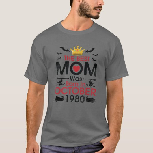 T-shirt La Meilleure Maman Est Née En Octobre 1980 Heureux (Devant)