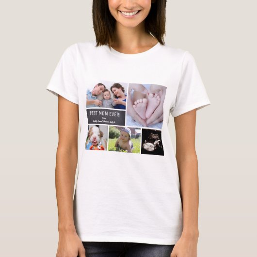T-shirt La meilleure maman jamais ! Collage personnalisé (Devant)
