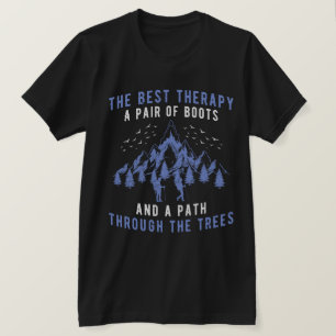 T-shirt La meilleure thérapie Une paire de bottes Randonné