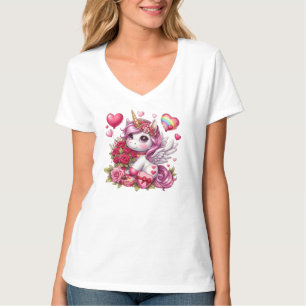 T-shirt La mignonne Saint Valentin licorne