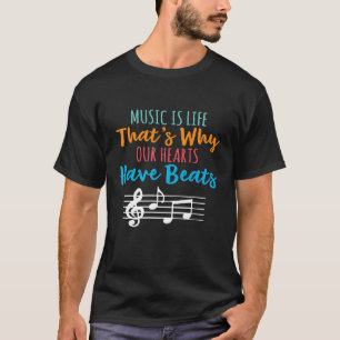 T-shirt La Musique Est La Vie Nos Coeurs Ont Battu Piano L
