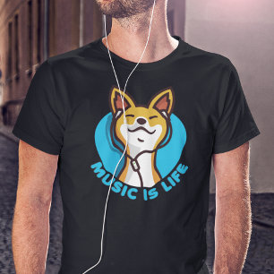 T-shirt La musique est le dessin animé Basenji