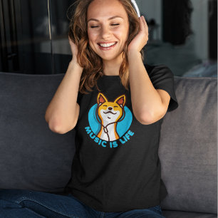 T-shirt La musique est le dessin animé Basenji