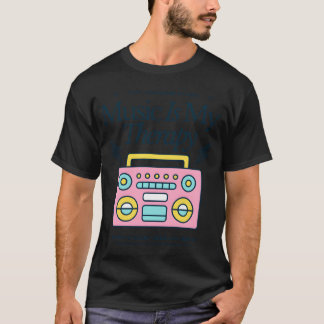 T-shirt La musique est ma thérapie Rétro Boombo Design fil