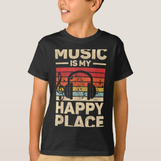 T-shirt La musique est mon endroit heureux Tenue de musici
