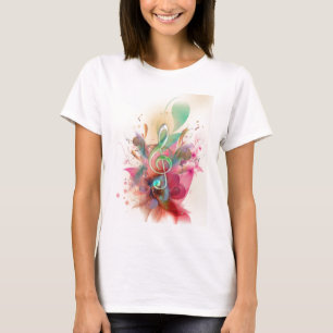 T-shirt La musique fraîche de clef triple de couleurs pour