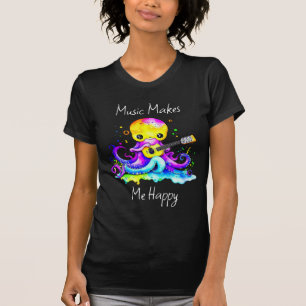 T-shirt La Musique Me Rend Heureux   Octopus Jouer de la g