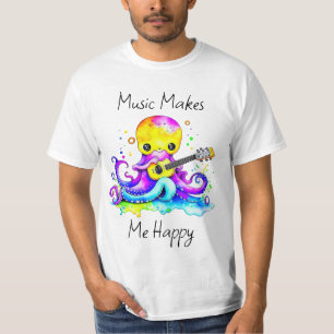 T-shirt La Musique Me Rend Heureux Octopus Jouer de la g