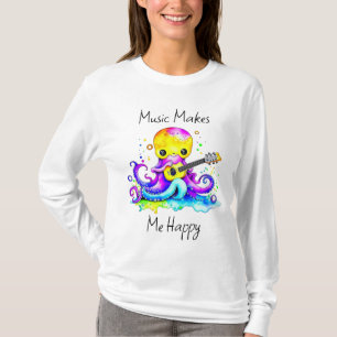 T-shirt La musique me rend heureux Pieuvre jouant de la
