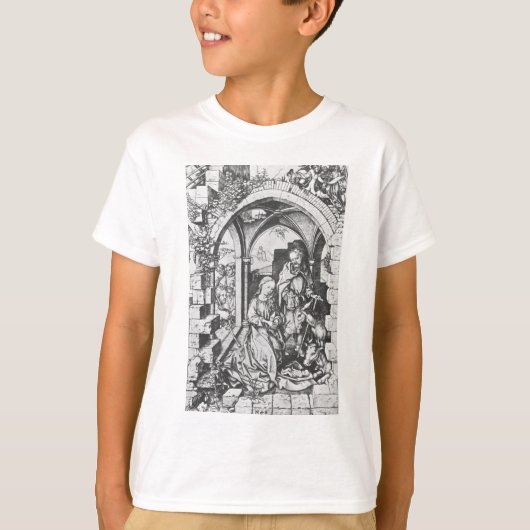 T-shirt La naissance de Jésus (par Martin Schongauer) (Devant)