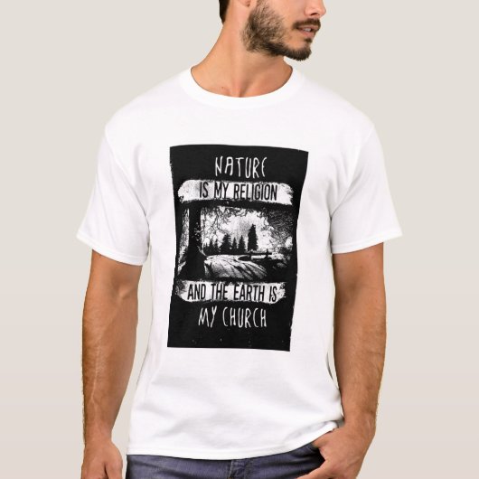 T-shirt La Nature Blanche Est Ma Religion Graphique Tee (Devant)