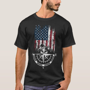 T-shirt La nature s aventure Emblème American Flag Compass