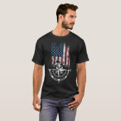 T-shirt La nature s aventure Emblème American Flag Compass (Devant entier)