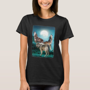 T-shirt La Nuit À La Lune Loups Wolf Animal Jungl