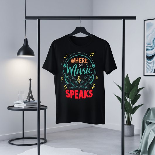 T-shirt Là où la musique parle le thé graphique