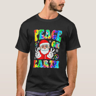 T-shirt La Paix Hippie Sur Terre Boho Noël Père Noël