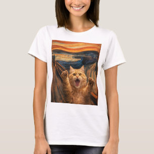 T-shirt La parodie d'art du chat dans Le Cri