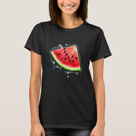 T-shirt La pastèque en rafale d'eau Vibe d'été (Devant)