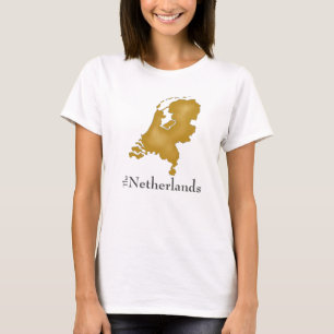 T-shirt La Pays-Bas en or avec texte gras