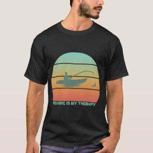T-shirt La pêche est ma thérapie Retro Sunset