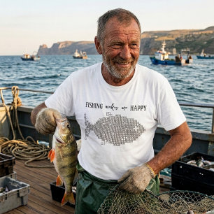T-shirt La pêche me rend heureux, drôle de poisson en mots