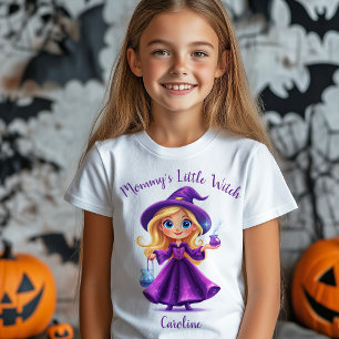 T-Shirt La petite sorcière de maman Halloween Nom de la fi