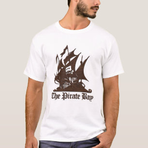 T-shirt La pièce en t de logo de brun de baie de pirate