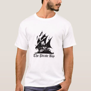 T-shirt La pièce en t de logo de noir de baie de pirate