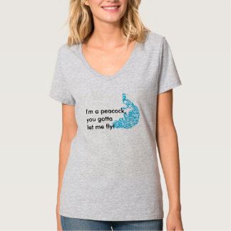 T-shirt La pièce en t des femmes adultes drôles de paon
