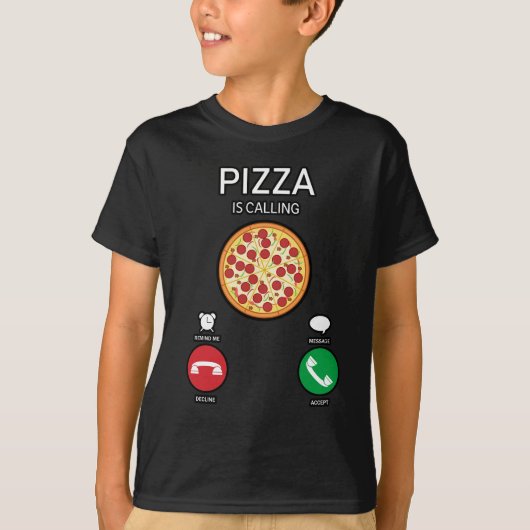 T-shirt La pizza appelle Interface de drôle d'appel téléph (Devant)