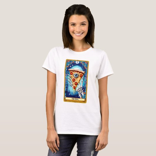 T-shirt La Pizza Funny Tarot Card (Devant entier)
