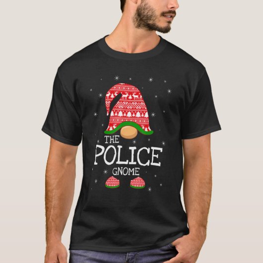 T-shirt La Police Gnome Noël Matching Famille Xmas Co (Devant)