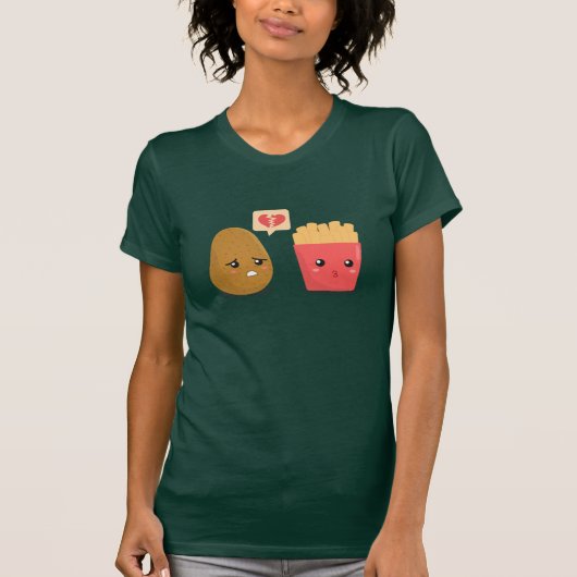 T-shirt La pomme de terre est un coeur brisé sur les frite (Devant)