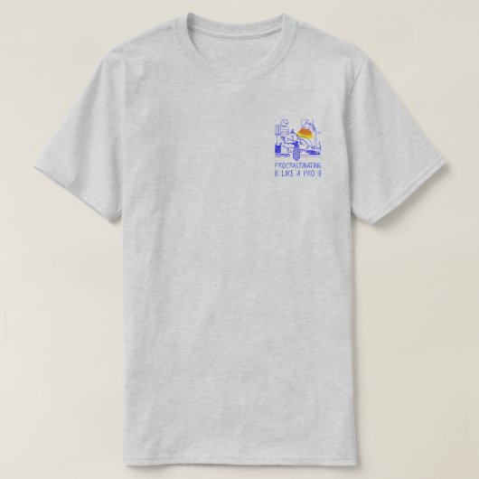 T-shirt La procrastination comme un pro (bleu) (Design devant)