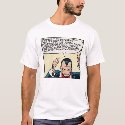 T-shirt La puissance de la machine Retro Space Comics (Devant)