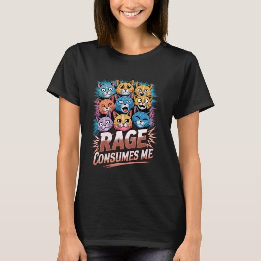 T-shirt La Rage Me Consume Expression Féline Chats (Devant)
