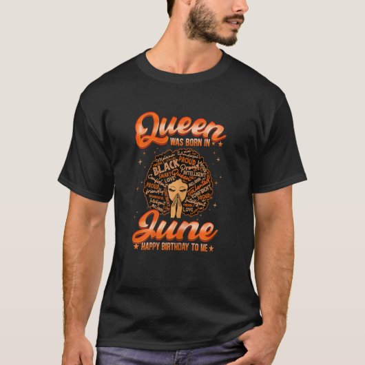T-shirt La Reine Rétro Femme Est Née En Juin Anniversaire  (Devant)