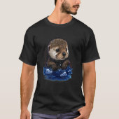 T-shirt La Rivière Hipster Otter Aime Glisser Dans La Neig (Devant)