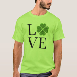 T-shirt la Saint-Patrick Amour trèfle vert pailleté