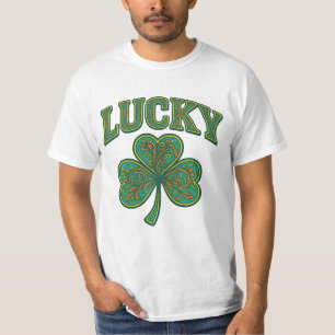 T-shirt La Saint-Patrick Art de trèfle chanceux orné