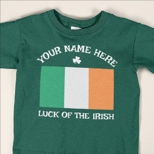 T-shirt La Saint-Patrick Drapeau Irlande Nom Personnalisé