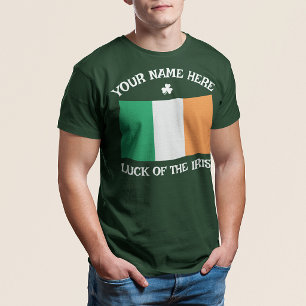 T-shirt La Saint-Patrick Drapeau Irlande Nom Personnalisé