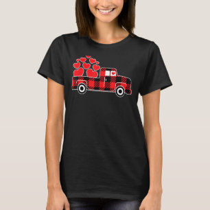 T-shirt La Saint-Valentin Camion Buffalo Plaid Avec Cœur P