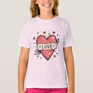 T-shirt La Saint-Valentin Cœur Gribouillé Vintage Amour