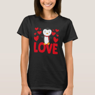T-shirt La Saint-Valentin Cœurs Amour Manchot Animal Femme