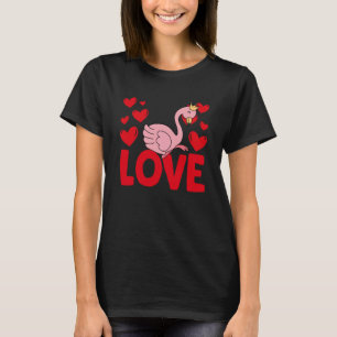 T-shirt La Saint-Valentin coeurs d'amour flamant animal fe
