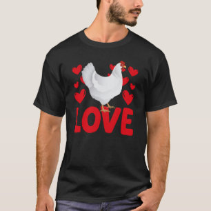 T-shirt La Saint-Valentin coeurs d'amour poulet animal fem