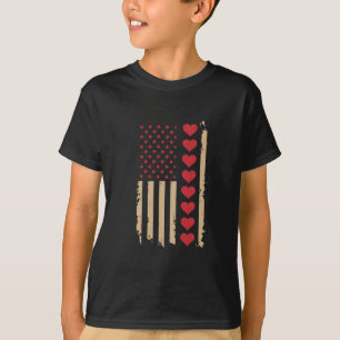 T-shirt La Saint-Valentin Cœurs Drapeau américain 