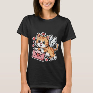 T-shirt La Saint-Valentin Mignon Cupidon Chat Lettre d'amo