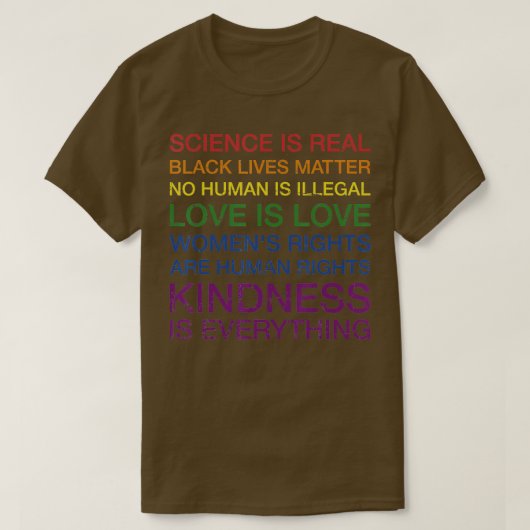 T-shirt La science aime les droits humains dans les couleu (Design devant)
